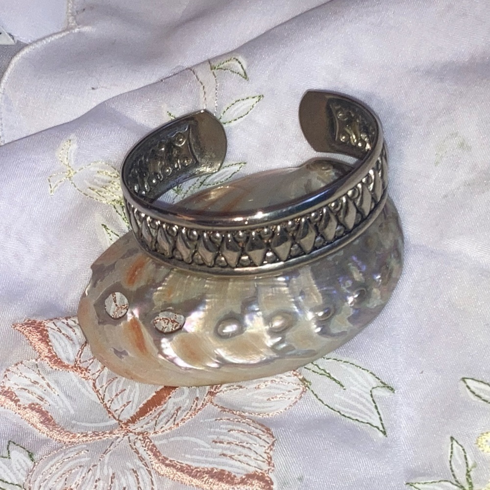 SILVER bangle with tribal design adjustable - Picture 4 of 4